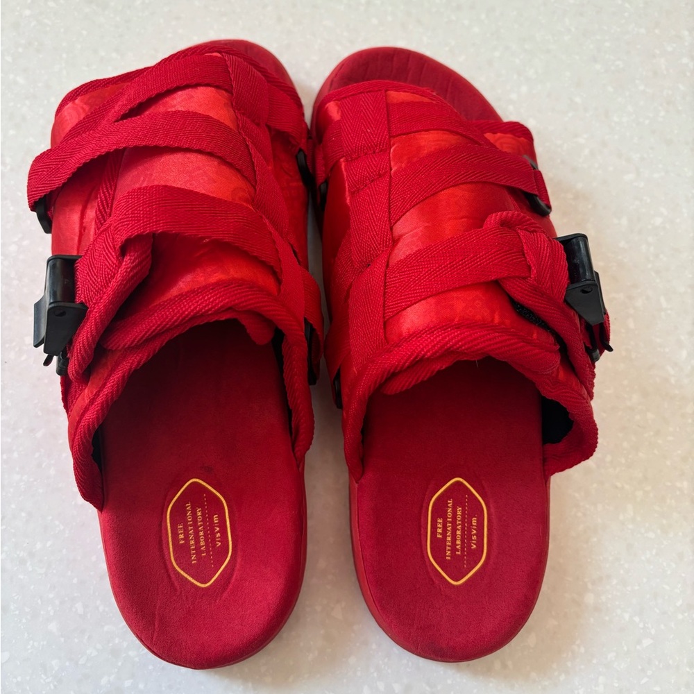 Visvim By Christo Red Adjustable Slides/Sandal- M… - image 1